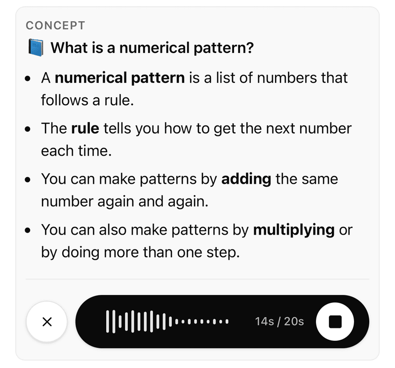 Voice recording interface with Professor Atlas answering a question out loud